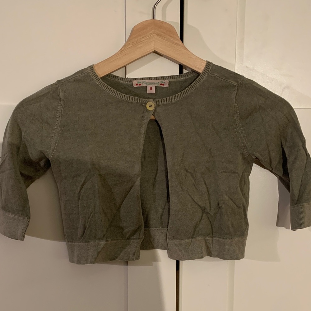 Bonpoint Sage Green Buttoned Cardigan